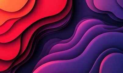 Poster - Vibrant Abstract Waves in Red and Purple Tones Creating a Depth Effect, Suitable for Modern Backgrounds and Design Projects