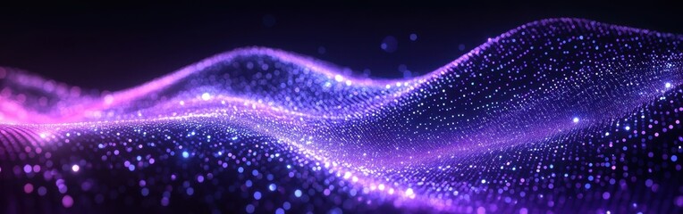 Fototapete - Vibrant Abstract Waves of Colorful Light Particles Creating a Stunning Visual Display in a Dark Background for Digital Art and Design Concepts