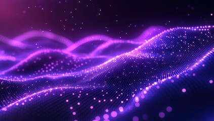 Poster - Vibrant Abstract Waves of Light and Color with Sparkling Dots, Creating a Dreamy Background for Technology and Art Design Projects