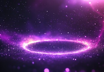 Poster - Vibrant Cosmic Background with Sparkling Particles and Ethereal Purple Glow for Abstract and Fantasy Themes