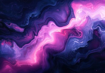 Poster - Vibrant Cosmic Swirl with Deep Purple and Pink Tones Representing the Beauty of the Universe in an Abstract Art Style