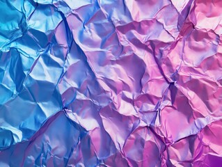 Poster - Vibrant Crumpled Paper Texture in Soft Pastel Shades of Blue and Pink for Creative Backgrounds and Visual Designs