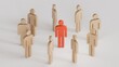 © feng - Wooden person model among people, Leadership concept.Made and rendered in C4D, not AI.