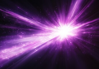 Poster - Vibrant Purple Light Burst with Sparkles Creating a Cosmic Effect in a Dark Background for Creative Design and Artistic Expressions