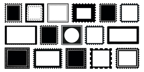 Poster - vintage stamp frame collection, isolated element set vector