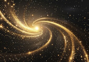 vibrant golden galaxy swirling in infinite space