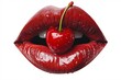 © liam - Glossy Red Cherry-Lips: Vibrant Sweet Seduction in Artistic Close-Up Photography