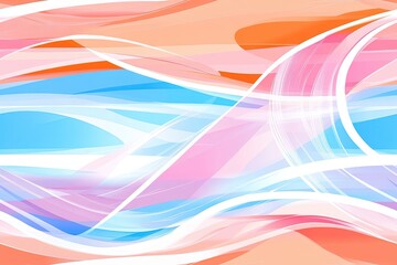 Poster - Abstract Colorful Background with Smooth Waves and Flowing Lines in Pastel Tones