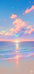 Wall Mural - Serene ocean sunset with pastel clouds
