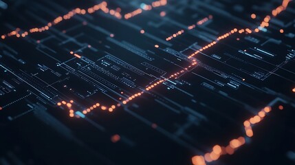 Fototapete - Futuristic AI-driven economy dashboard image showcasing interconnected data visualizations and technology.