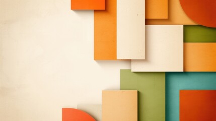 Poster - Abstract geometric shapes in warm colors on a textured background.