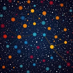 Poster - Abstract Representation of Non-Locality in Physics with Colorful Nodes and Connections
