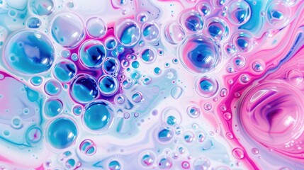 Poster - Colorful bubbles in vibrant fluid abstract background.