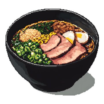 Pixel art of a ramen