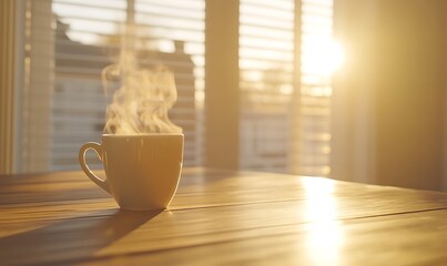 Fototapete - ahmadwahyuutomo776@gmail.com Golden hour light streaming through a window, creating a warm and inviting atmosphere in a room.