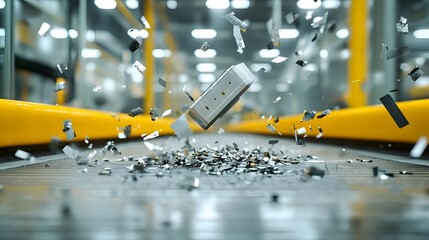 Poster - Detailed Close up View of a Magnetic Separator Device Extracting Metal Fragments and Debris from a Conveyor Belt in an Industrial Manufacturing or Processing Facility