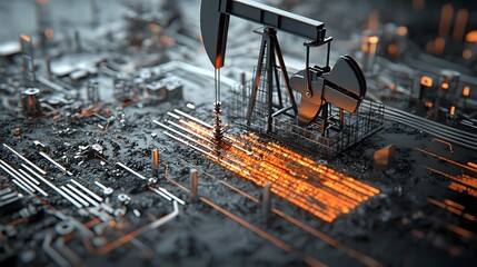 Poster - high detail image showcasing oil flowing over a detailed bar chart highlighting the economic impact rising costs