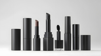 Poster - Matte Black Lipstick Case with a Sleek Minimalist Square Design   Elegant and Modern Cosmetic Packaging for Beauty and Fashion