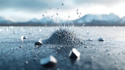 Fototapete - shot of mesmerizing magnetic powder forming spiky chaotic abstract patterns in a strong electromagnetic field