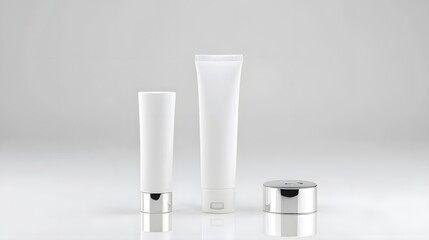 Aufkleber - 3D render of a minimalist white cosmetic tube with a matte texture and a silver twist cap showcasing a simple and elegant design for beauty and skincare products