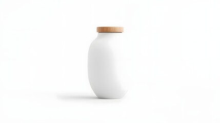 Aufkleber - 3D rendering of a minimalist white ceramic jar with a natural bamboo lid highlighting the clean modern and eco friendly design aesthetic  The image can be used for home decor product packaging