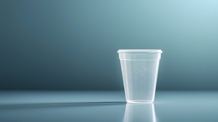 Aufkleber - A photo showcasing a frosted translucent plant based PLA plastic container with a smooth texture reflecting soft and natural lighting in a minimalist studio setting