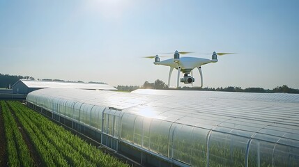 Poster - Drone Performing Aerial Crop Analysis and Monitoring Over a Large Commercial Greenhouse Facility Under Bright Daylight Conditions