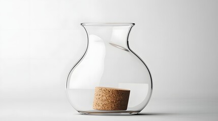 Aufkleber - Elegant glass jar with a cork stopper featuring a smooth curvy organic silhouette in a minimalist contemporary design  This transparent container creates a simple