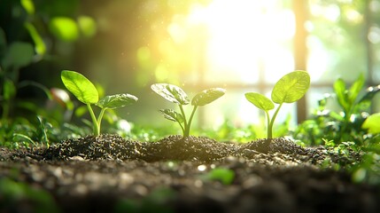 Poster - Lush and thriving organic vegetable garden filled with healthy plants bathed in warm golden light filtering through the glass panels of a greenhouse