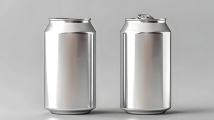 Poster - Matte Silver Soda Can with Seamless Finish and Glossy Top   3D Render of a Simple and Clean Beverage Container Mockup for Branding and Advertising Purposes