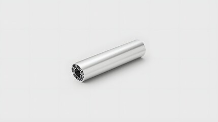 Leinwandbilder - Matte silver aluminum tube with a blank body floating against a light grey background  This minimalist industrial style image showcases the simple clean design of the metal cylinder