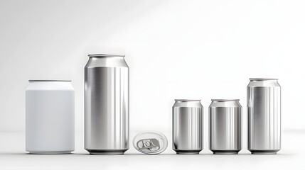 Aufkleber - Matte Silver Soda Can with Seamless Finish and Glossy Top Photographed in a Clean Simple Studio Setting for Product Packaging or Branding Purposes