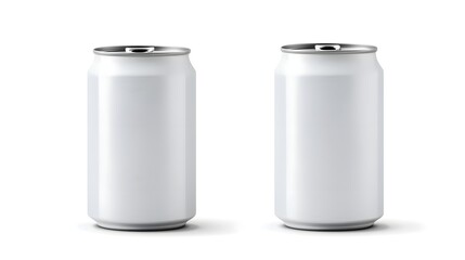 Aufkleber - Matte White Aluminum Can with Sleek Modern Silhouette and No Branding   3D Rendering of a Plain Cylindrical Beverage Container Mockup in a Clean Studio Setting