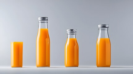 Leinwandbilder - Minimalist glass juice bottle with a matte finish and a clean silver cap displayed on a neutral gray background  The simple and elegant design creates a serene and modern composition