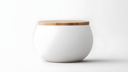 Aufkleber - Minimalist White Ceramic Jar with Elegant Bamboo Lid Showcasing Eco Friendly and Contemporary Home Decor Aesthetics