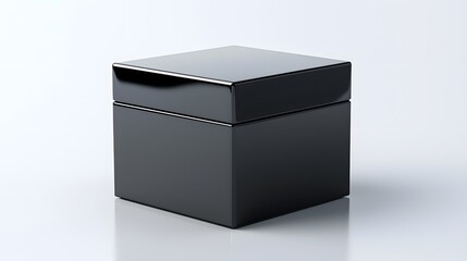 Leinwandbilder - photo of a glossy black square box with a smooth highly reflective surface displayed in a minimalist studio setting with clean simple background  This elegant