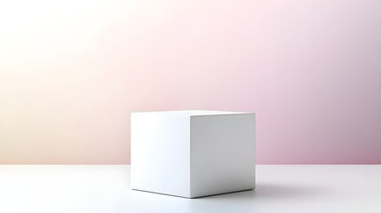 Leinwandbilder - photo of a glossy white cube box with rounded corners isolated on a gradient background  Minimalist and modern 3D product design or rendering with clean and simple composition