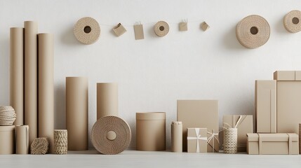 Leinwandbilder - photo of a Kraft paper gift box with a natural brown tone and a minimal eco friendly design  The simple geometric shape and textures create a premium handcrafted look perfect for packaging wrapping