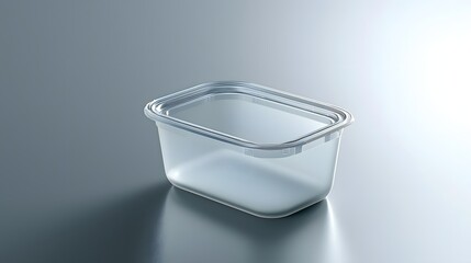 Aufkleber - photo of a transparent plant based PLA plastic container with a smooth frosted texture and soft lighting reflection  Clean minimalist design for packaging storage or product display
