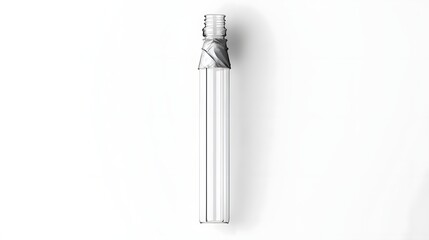 Poster - photo of a transparent plastic straw enclosed in a minimalist sealed wrapper isolated on a clean white studio background  Concept of eco friendly sustainable