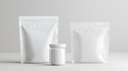 Aufkleber - photo of a transparent stand up pouch with a matte frosted texture showcasing a simple and clean aesthetic for various product presentations such as beauty fashion food or supplements