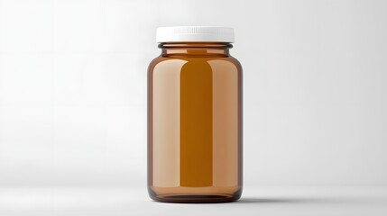 Aufkleber - photo of an amber colored glass jar with a white screw lid featuring a simple and clean product presentation for cosmetic beauty or wellness items