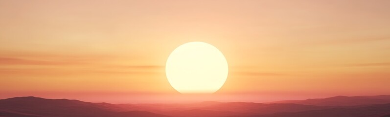 Aufkleber - Minimalist concept art featuring a glowing sun at sunrise, perfect for serene and inspirational visuals.