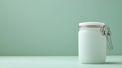 Aufkleber - photograph showcasing a plant based PLA plastic container with a smooth frosted texture that reflects soft even lighting  The transparent clear container has a minimalist