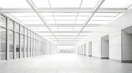 Poster - Sleek modern and monochrome interior of a greenhouse or similar commercialpublic space featuring a clean minimalist design with geometric patterns