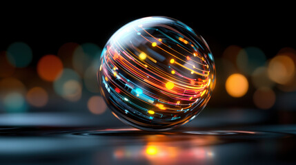 Wall Mural - a glowing sphere with colorful light trails, creating mesmerizing effect