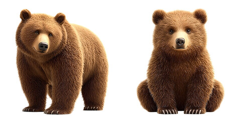 brown bear isolated on transparent background.