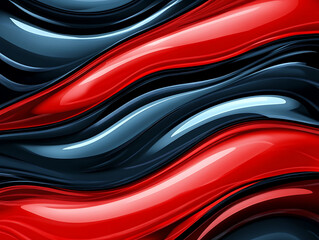 Poster - Dynamic flowing waves of red and black abstract art digital design vibrant colors close-up modern aesthetics