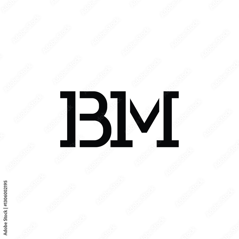 BM monogram logo design letter text name symbol monochrome logotype ...