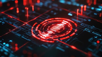 Aufkleber - Glowing red crosshairs on a digital dashboard, illustrating advanced targeting and pinpoint accuracy in tech applications